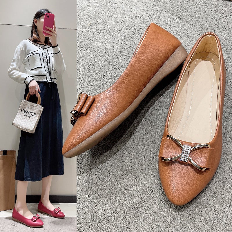 Pointed Toe Flat Shoes Trendy Korean Style Low-Cut Slip-On Soft Bottom Single-Layer Shoes Pumps Fairy Shoes - Image 2
